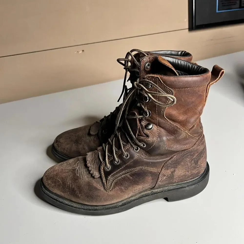 Red Wing Shoes 1102 Work Combat Boots‎ Mens 9 Brown Leather Slip Resistant EH